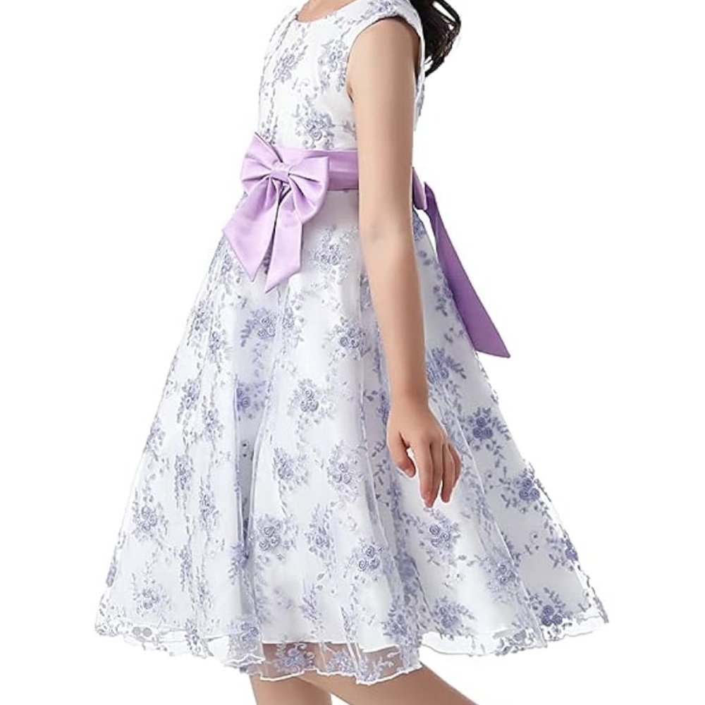 Floral Dress with Purple Bow
